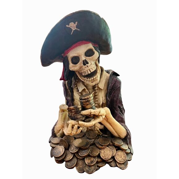 RARE '97 Skulpture by David Wang Skeleton Pirate Booty Treasure Zombie Halloween - Picture 2 of 15